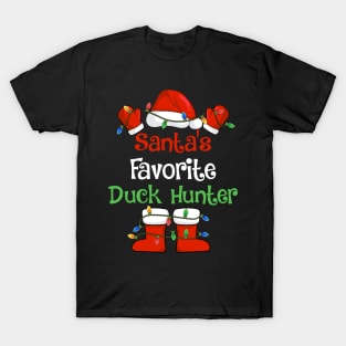 Santa's Favorite Duck Hunter Funny Christmas Pajamas T-Shirt